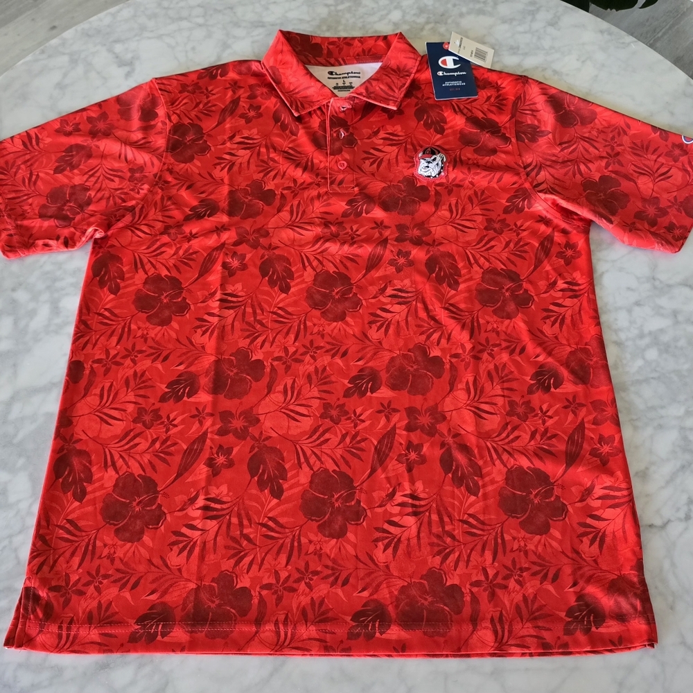 Georgia Bulldogs Champions Hawaiian Shirt Red Floral Men's Size L New With Tag